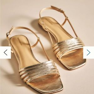Reformation Millie Lattice Flat Sandals size 7 in Gold